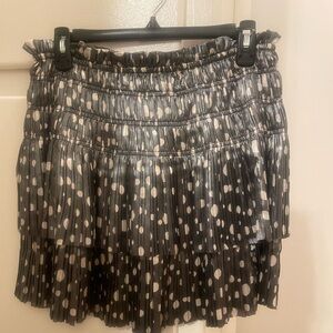 Stylish Metallic deep gray and cream Polka Dot Skirt